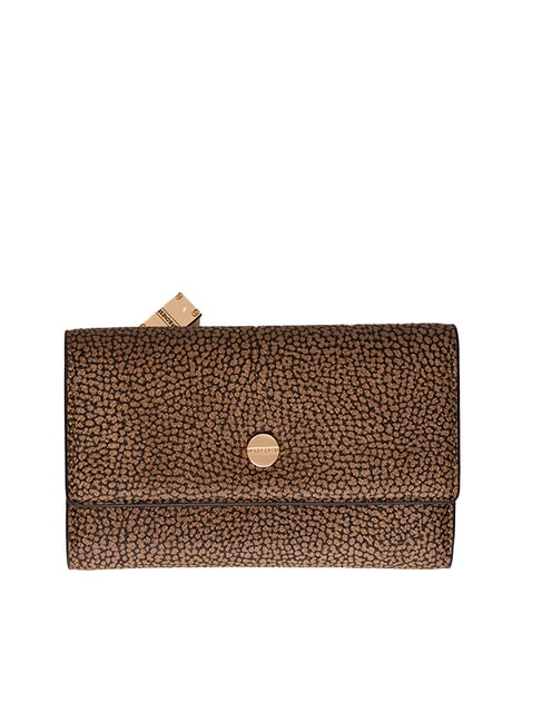 BORBONESE VITE COATED OP Portofel mediu cu clapă natural op / negru - Portofele femei