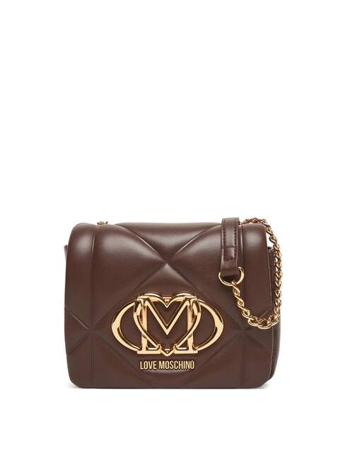 LOVE MOSCHINO EMBOSSED Geantă de umăr mini ciocolată - Genți femei