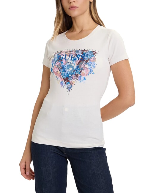 GUESS SS CN PEONY TRIANGLE Tricou cu mânecă scurtă și imprimeu piatră în surdină - tricou