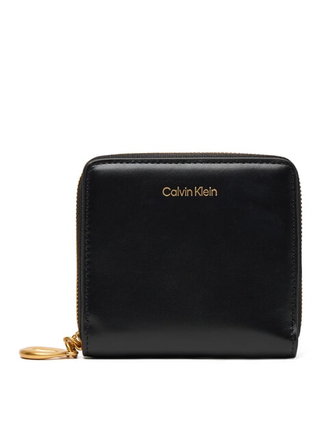 CALVIN KLEIN ENGRAVED  Portofel mic din piele pe negru - Portofele femei