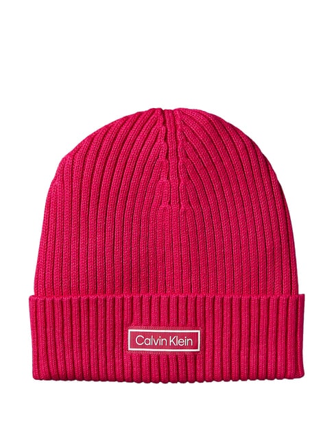 CALVIN KLEIN PATCH CHUNKY RIB  Capac petunie roz - Căciuli