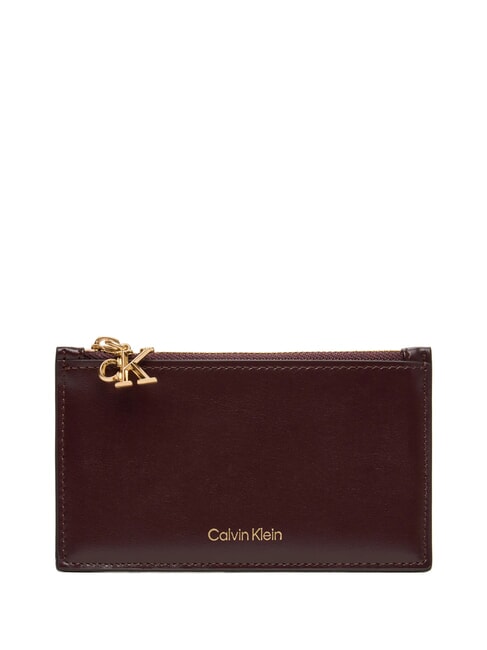 CALVIN KLEIN HARDWARE MONOGRAM Port carduri / portofel din piele caramel - Portofele femei