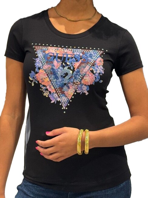 GUESS SS CN PEONY TRIANGLE Tricou cu mânecă scurtă și imprimeu jetbla - tricou