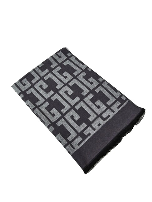 GAUDÌ ESTELLE Eșarfă cu franjuri și logo pe toată suprafața gri - Eșarfe