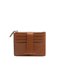 COCCINELLE METALLIC SOFT Portofel plat din piele texturata coniac - Portofele femei - 1