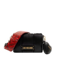 LOVE MOSCHINO PUFFY LOGO Geantă de umăr cu buzunar cu inimă negru/roșu/negru - Genți femei - 1