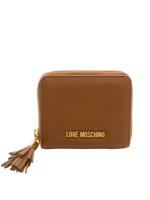 LOVE MOSCHINO ESSENTIAL Portofel mic cu ciucuri și fermoar PIELE - Portofele femei