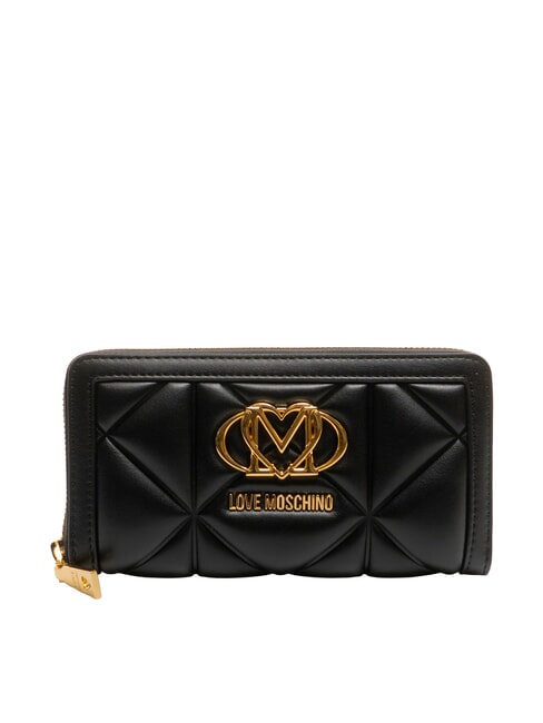 LOVE MOSCHINO EMBOSSED Portofel mare cu fermoar negru - Portofele femei