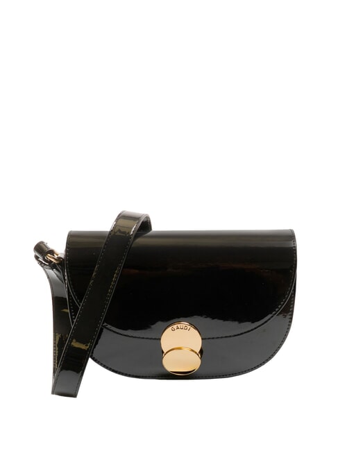 GAUDÌ EVELYN LAK Geantă mică de umăr din piele lăcuită BLACK - Genți femei