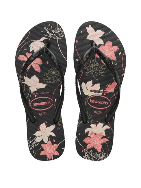 HAVAIANAS SLIM ORGANIC Papuci flip-flop negru/cenușiu închis/rozaliu deschis - Pantofi femei
