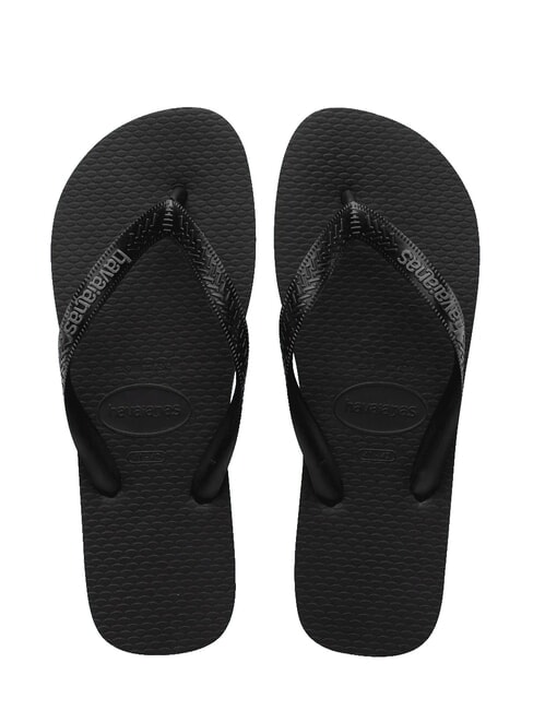 HAVAIANAS TOP RUBBER LOGO FILETE Papuci flip-flop BLACK - Pantofi bărbați