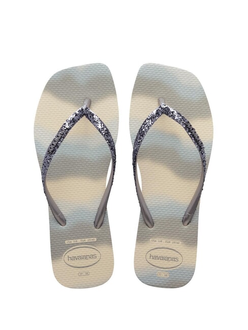 HAVAIANAS STYLESLIM SQUARE GLITTER Sandale pătrate bej/argintiu metalic - Pantofi femei