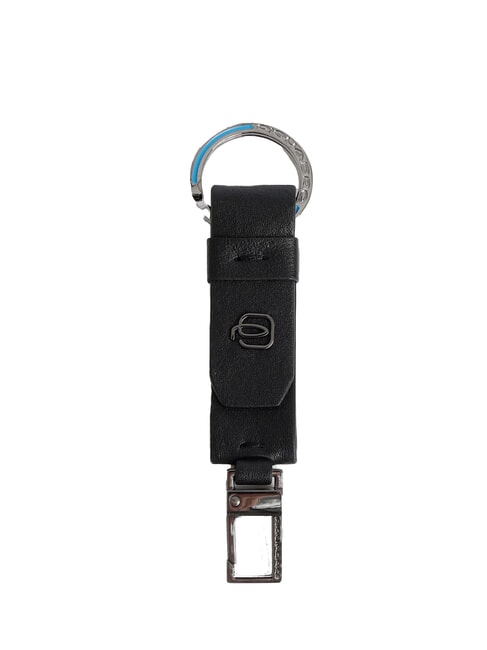 PIQUADRO BLACK SQUARE Breloc din piele cu carabinier negru - Portchei