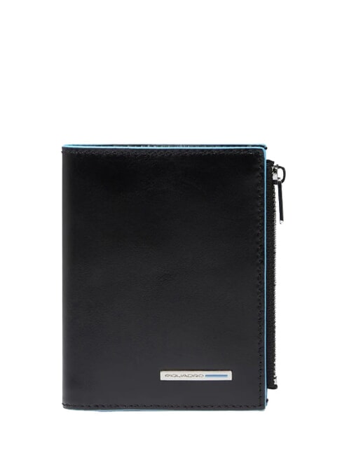 PIQUADRO BLUE SQUARE Portofel vertical din piele negru - Portofele bărbați