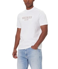 GUESS EMBROIDERY Tricou din bumbac alb purpuriu - tricou - 1
