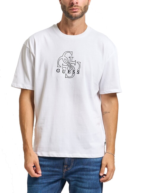 GUESS BASIC Tricou din bumbac alb purpuriu - tricou