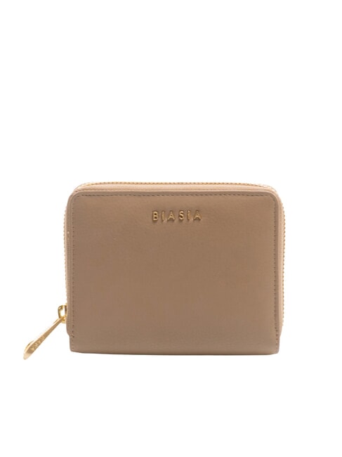 BIASIA EDA Portofel mediu din piele cu fermoar taupe - Portofele femei