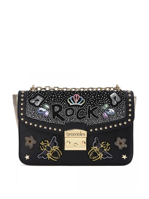 BRACCIALINI ROCK Geantă convertibilă cu clapă negru - Genți femei
