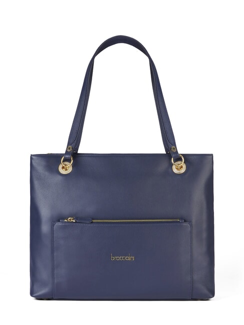 BRACCIALINI NORA Geantă de umăr din piele cu buzunar albastru - Genți femei