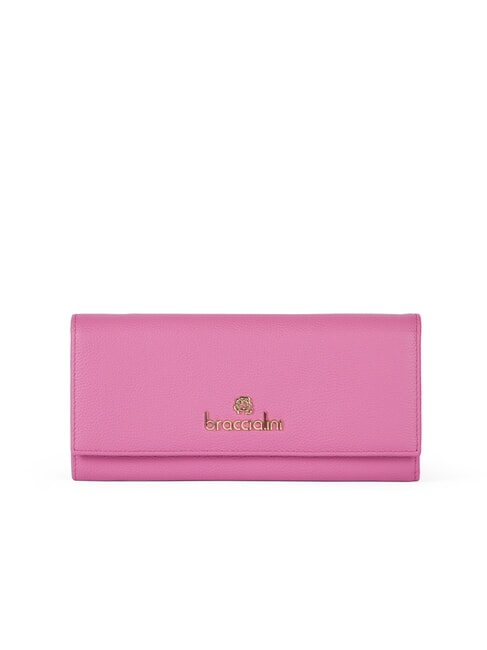 BRACCIALINI BASIC Portofel continental din piele fucsie - Portofele femei
