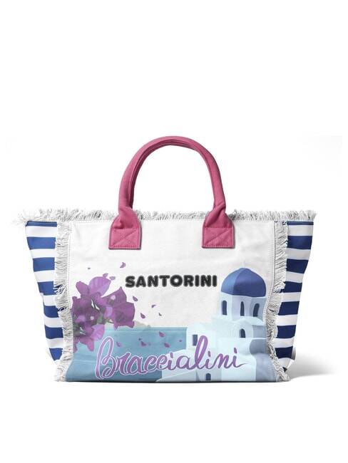 BRACCIALINI SUMMER Geantă tote din pânză cu imprimeu Santorini - Genți femei