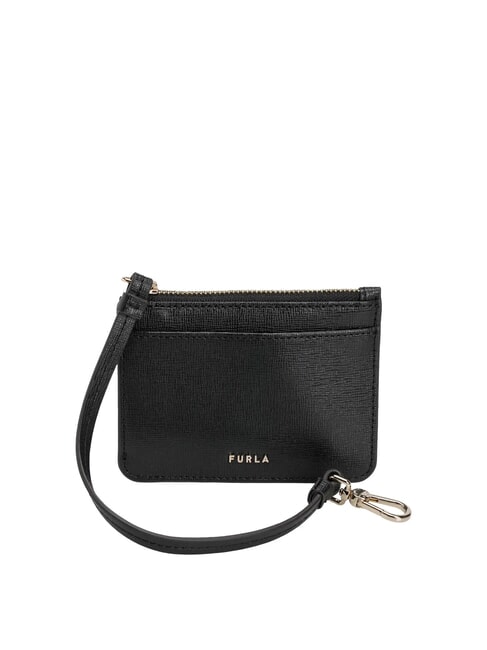 FURLA BABYLON Suport card din piele cu breloc negru - Portofele femei