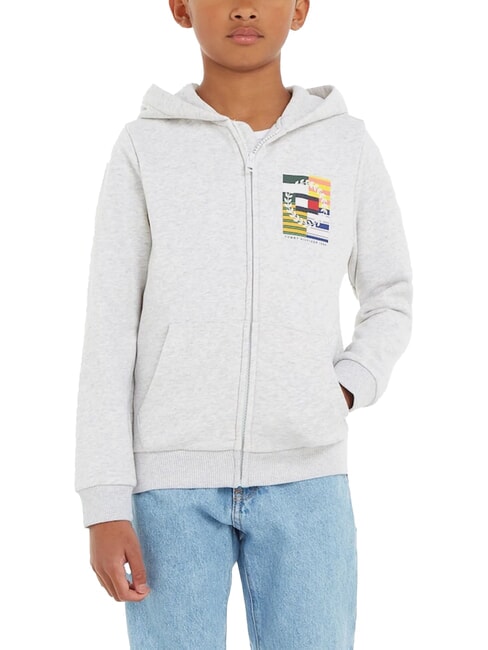 TOMMY HILFIGER TH KIDS Hanorac cu fermoar complet nou gri deschis heather - Hanorac pentru bebeluși