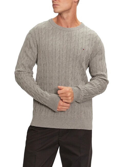 TOMMY HILFIGER TH  Pulover cu guler rotund gri mediu heather - Pulovere pentru bărbați