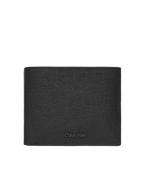 CALVIN KLEIN LOGO HARDWARE SAFFIANO Portofel din piele cu clapă și portofel pentru monede pe negru - Portofele bărbați