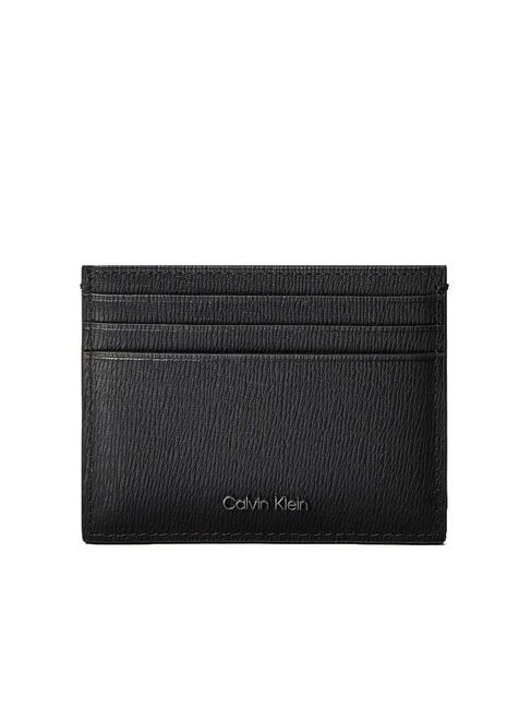 CALVIN KLEIN LOGO HARDWARE SAFFIANO Suport card de credit din piele pe negru - Portofele bărbați