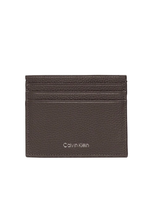 CALVIN KLEIN FOIL EMBOSS  Portcard plat din piele maro închis - Portofele bărbați
