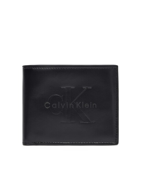 CALVIN KLEIN BOLD LOGO Portofel din piele cu portofel pentru monede pe negru - Portofele bărbați
