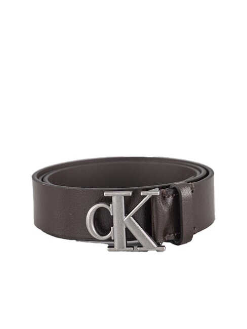 CALVIN KLEIN CK HARDWARE Curea de piele ck maro închis/argintiu antic - Curele