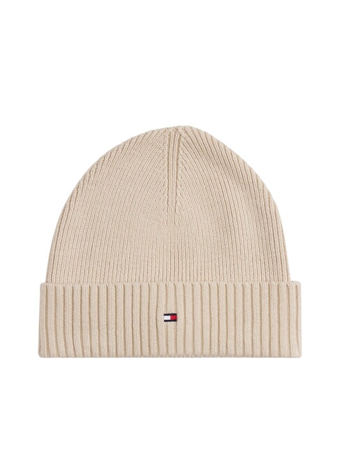 TOMMY HILFIGER TH FLAG Căciulă beanie din bumbac cu manșetă bej clasic - Căciuli