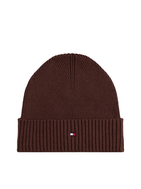 TOMMY HILFIGER TH FLAG Căciulă beanie din bumbac cu manșetă nuc bogat - Căciuli