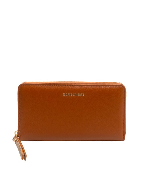 BORBONESE BIRDIE Portofel mare din piele cu fermoar maro - Portofele femei