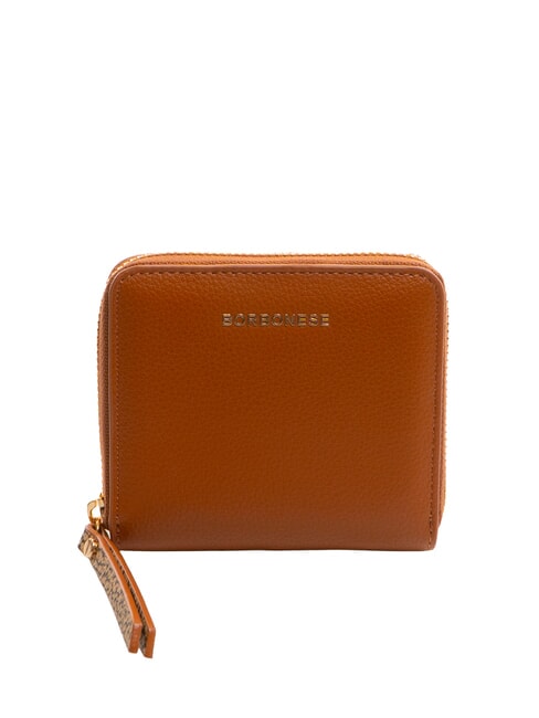 BORBONESE BIRDIE Portofel mic din piele cu fermoar maro - Portofele femei