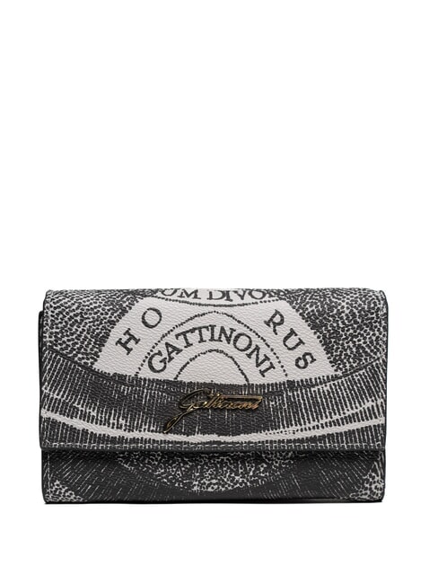 GATTINONI PLANETARIUM Portofel mediu cu clapă gri deschis monocrom/negru - Portofele femei