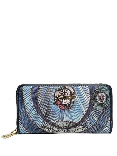 GATTINONI PLANETARIUM Fermoar mare în jurul portofelului acvamarin/bleumarin - Portofele femei