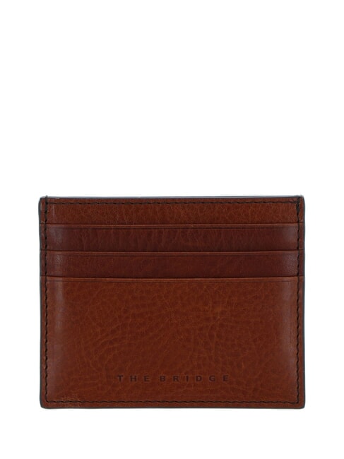 THE BRIDGE ETTORE Portcard plat din piele Maro / Ruteniu - Portofele bărbați