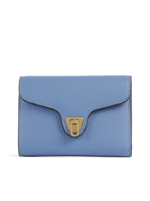 COCCINELLE BEAT SOFT Portofel mediu din piele ciocănită albastru - Portofele femei