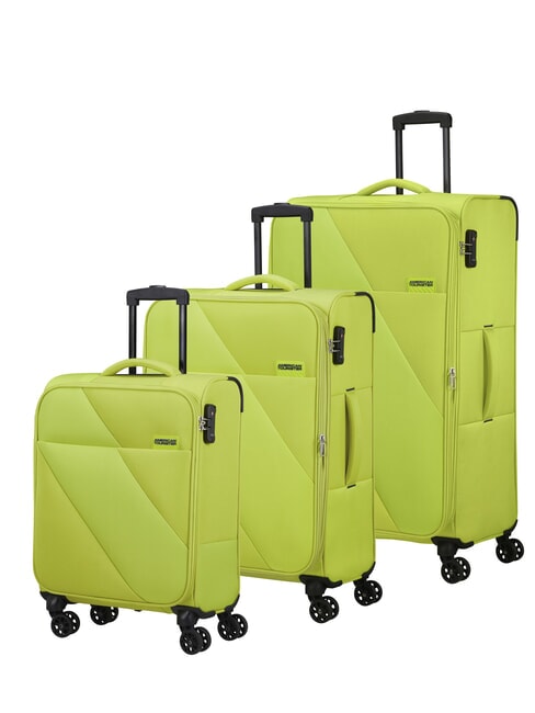 AMERICAN TOURISTER SUN BREAK Set de 3 cărucioare: cabină+mediu, mare expansiune lămâie verde - Set trolere