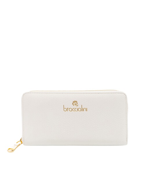 BRACCIALINI BASIC Portofel mare cu fermoar din piele alb - Portofele femei