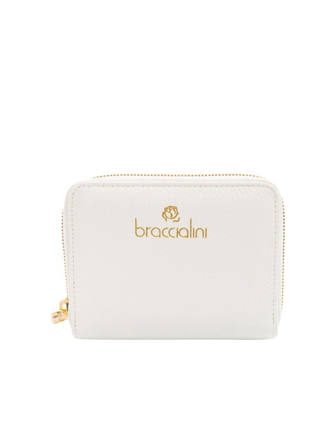 BRACCIALINI BASIC Portofel din piele mic cu fermoar alb - Portofele femei