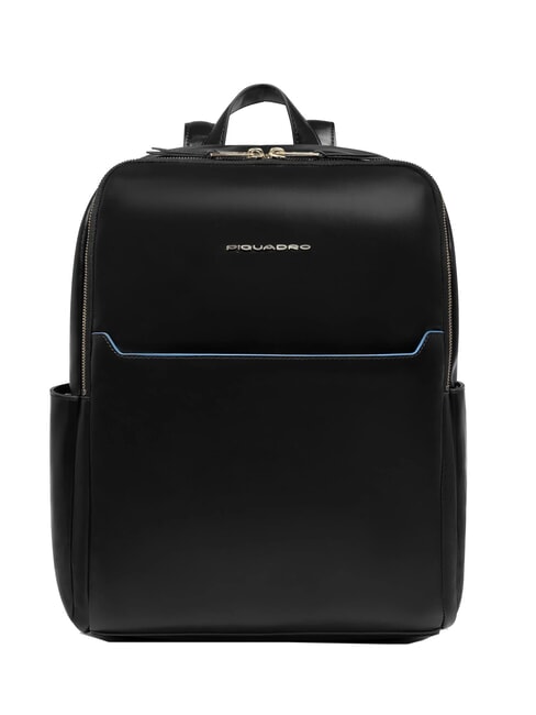PIQUADRO BLUE SQUARE  Rucsac pentru laptop de 14", din piele negru - Rucsacuri pentru laptop