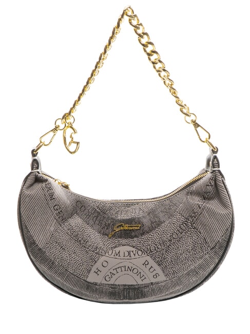 GATTINONI PLANETARIUM Geantă Hobo Crescent cu curea de umăr gri deschis monocrom/negru - Genți femei