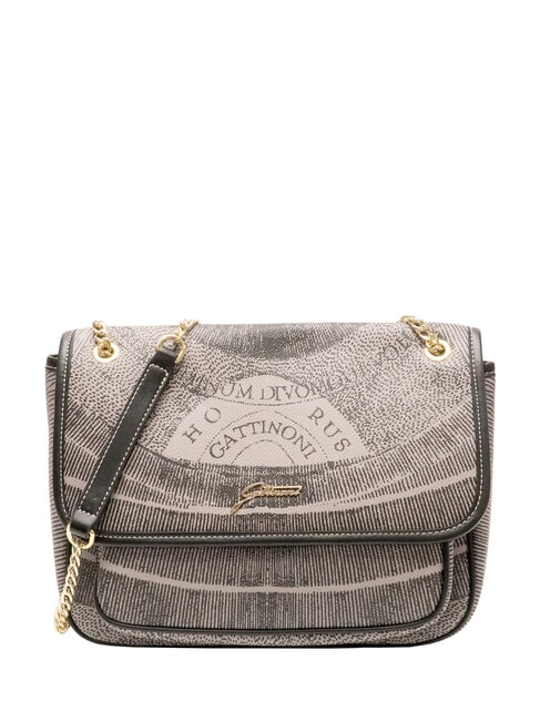 GATTINONI PLANETARIUM Geanta convertibila cu clapa gri deschis monocrom/negru - Genți femei