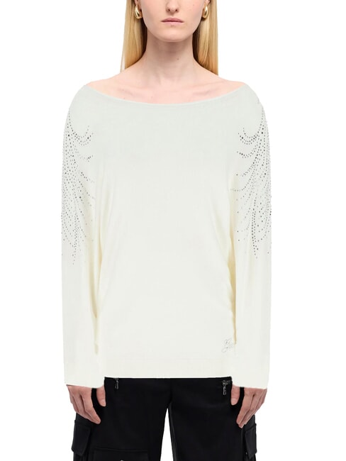 GUESS BAT SLEEVE LORETTA Pulover cu croială lejeră și guler tip barcă cremwhi - Pulovere pentru femei