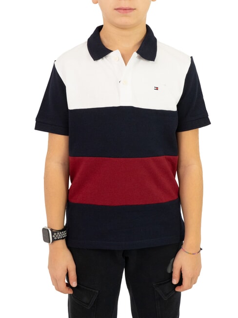 TOMMY HILFIGER TH KIDS Tricou polo cu mânecă scurtă pentru copii roșu / alb / albastru - Tricou copil