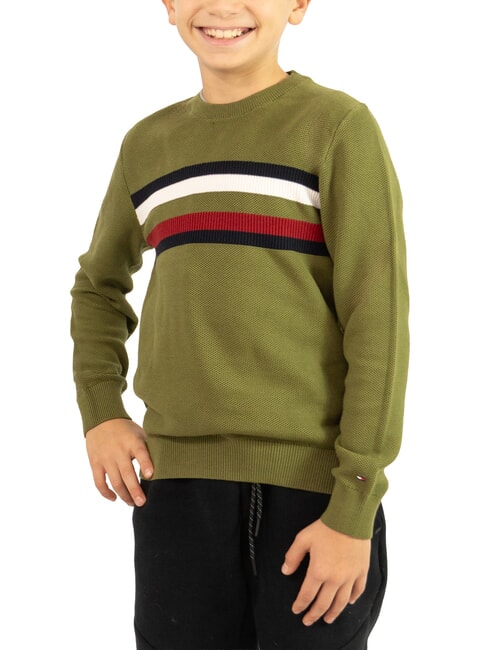 TOMMY HILFIGER TH KIDS Pulover din bumbac cu guler rotund pentru copii teren de golf - Pulovere pentru copii